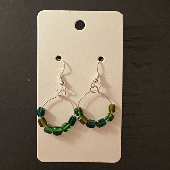Handmade Jewelry - Handcrafted glass bead beaded hoop earrings